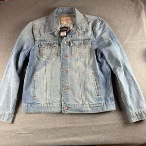True Religion Light Blue Jesse Denim Trucker Jacket size Large‎